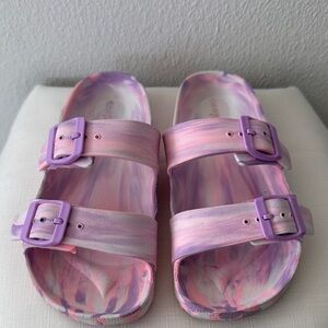 Cat & Jack Marble Double-Buckle Slides - Pink & Lavender